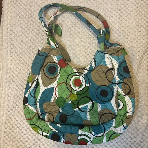 Belvah Quilted Shoulder Purse Bag Shades Of green Geometric Pattern - Picture 1 of 3